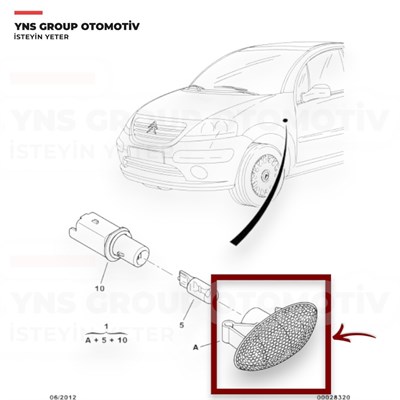 Citroen Berlingo 96-08 C2 C3 C5 01-10 Jumpy 96-16 Saxo Xsara Peugeot P206 P307 P407 P607 00-10 Partner 96-08 Ön Çamurluk Sinyali (Sağ = Sol) (Duysuz) Depo - 5501402nuec / 632574
