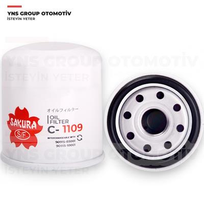 Citroen C1 1.0 cc 05-21 Geely Ck 1.6 cc 05-11 Mk 1.5 cc 12- Peugeot P108 1.0 cc 14- Toyota Auris 07-12 Avensis 97-18 Aygo 1.0 cc Chr 15- Corolla 88-21 Rav4 97-18 Yaris 03-21 Benzinli Modeller Yağ Filtresi Sakura - C1109