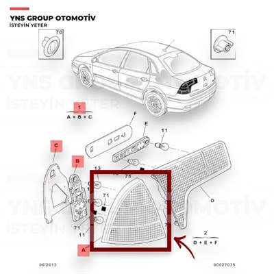 Citroen C5 04-08 Dış Stop Sağ Depo - 5521921rue / 6351v3