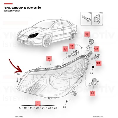 Citroen C5 II 04-08 Ön Far Sol Depo - 5521120llde / 620843
