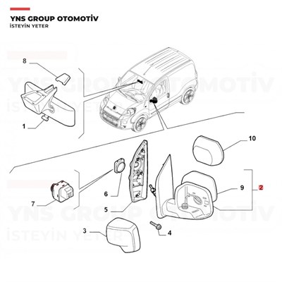 Citroen Nemo 07-14 Fiat Firoino 07-14 Peugeot Bipper 07-14 Dış Dikiz Aynası Sol Viewmax - Vm6115l