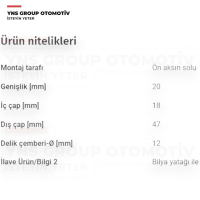 Citroen Nemo 07- Fiat Fiorino Linea 07- Peugeot Bipper 07- Ön Amortisör Takozu Sol Rulmanlı Yns - 59360099 / 51804747