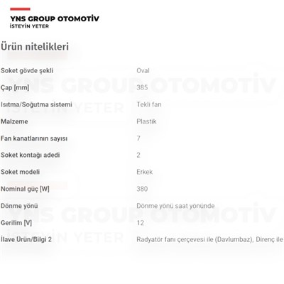 Citroen Nemo 08- Fiat Fiorino 07- Peugeot Bipper 08- 1.3 Mjt 75 Bg - 1.4 Hdi Motor Su Radyatörü Fanı (Komple) (Klimalı) Yns - 52217939