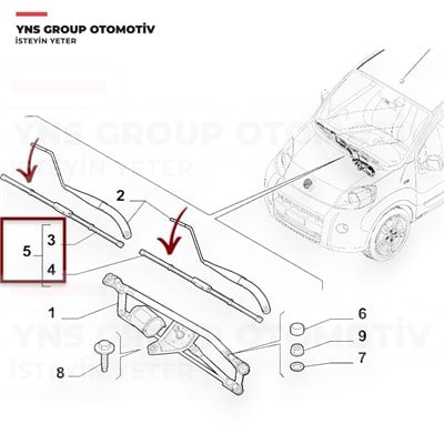 Citroen Nemo 08- Fiat Fiorino 07- Peugeot Bipper 08- Ön Silecek (Silgi) Süpürgesi Takımı (650 + 480 mm) Silbak - Sb2619d