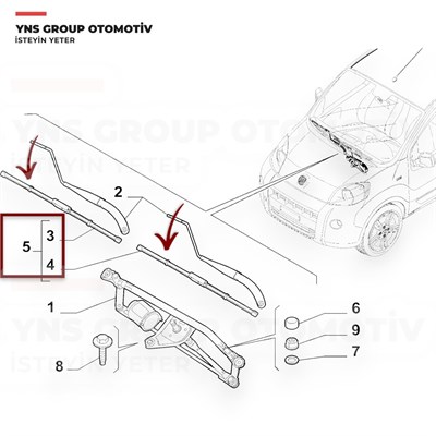 Citroen Nemo 08- Fiat Fiorino 07- Peugeot Bipper 08- Ön Silecek (Silgi) Süpürgesi Takımı (650 + 480 mm) Yns - 71765512