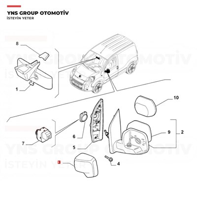 Citroen Nemo Fiat Fiorino Peugeot Bipper 07-21 Dış Dikiz Aynası Kapağı Sol Opar Orjinal - 735480200