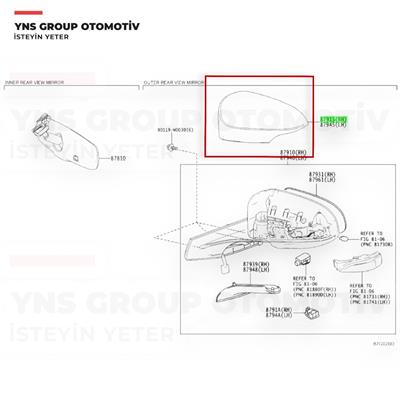 Toyota Auris 12- Chr 15-19 Corolla Yaris 12- Dış Dikiz Aynası Kapağı Sağ (Sinyalli) Yns - 879150f911