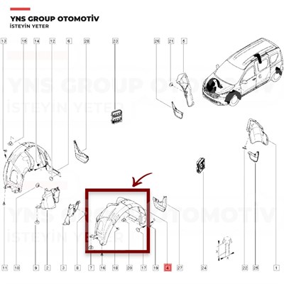 Dacia Dokker Lodgy 11- Ön Çamurluk Davlumbazı Sol Orjinal Mais - 638411852r