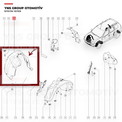 Dacia Duster 10-17 Ön Çamurluk Davlumbazı Sağ Orjinal Mais - 638400004r