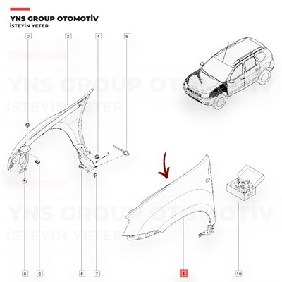 Dacia Duster 10-18 Ön Çamurluk Sol Orjinal Mais - 631012718r