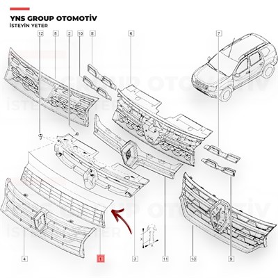 Dacia Duster 10-18 Ön Panjur Orjinal Mais - 623100260r
