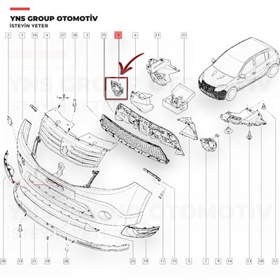 Dacia Duster 10-18 Ön Sis Far Yuvası Sağ Orjinal - 6001549321
