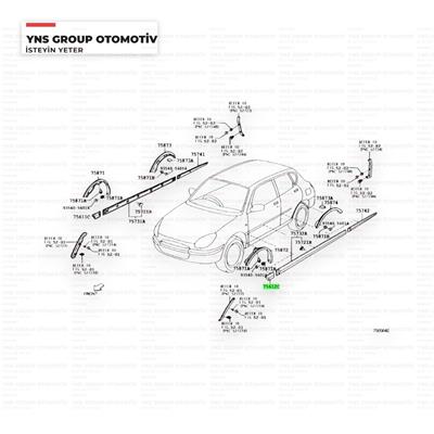 Daihatsu Sirion 98-04 Çamurluk Çıtası (Bandı) Nikelajı Ön Sol Orjinal - 037561297201000