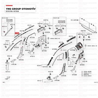 Daihatsu Terios 04-12 Tavan Döşeme Fitili Braketi (Ayağı) Ön Sağ Orjinal - 0363691b4010