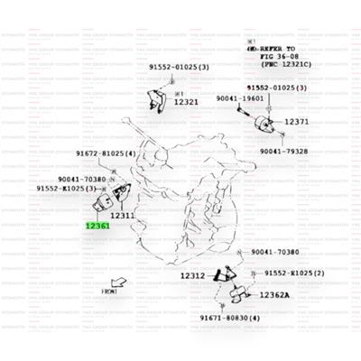 Daihatsu Terios 05-12 (1,5 cc 3SZ-VE) Motor Takozu (Kulağı) Ön Sağ Orjinal - 0312361b4020