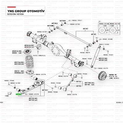 Daihatsu Terios 05-12 Arka Diferansiyel Denge Kolu Taşıyıcı Burcu Sağ - Sol Yns - 48704b4010