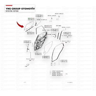 Daihatsu Terios 05-12 Arka Kapı Camı Sağ Orjinal - 0368103b4010