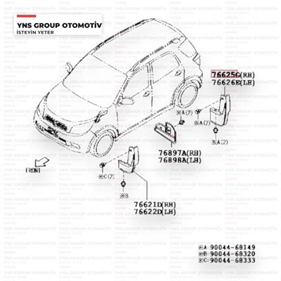 Daihatsu Terios 05-12 Arka Paçalık Sağ Orjinal - 0376625b4010