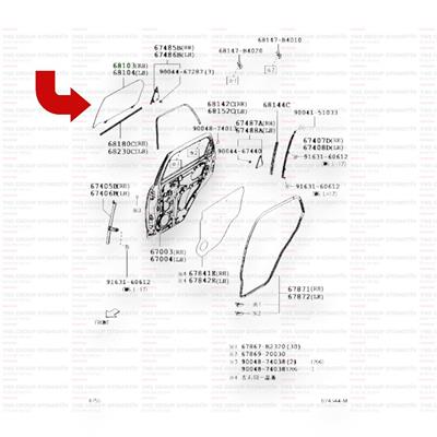 Daihatsu Terios 05-12 Kapı Cam Arka Sol (Koyu) Orjinal - 0368104b4020