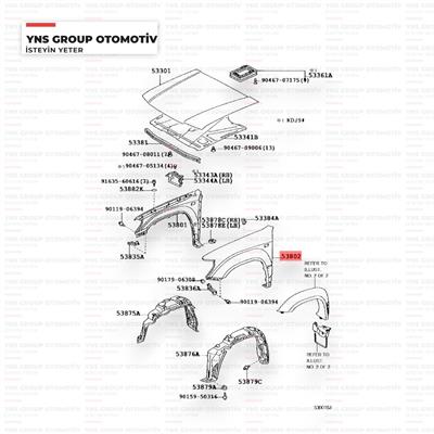 Daihatsu Terios 05-12 Ön Çamurluk Sol (Sinyalli) Yns - 53812b4020