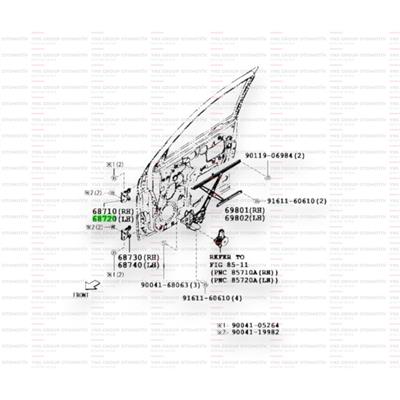 Daihatsu Terios 05-12 Ön Kapı Menteşesi Üst Sağ Orjinal - 0368710b4010