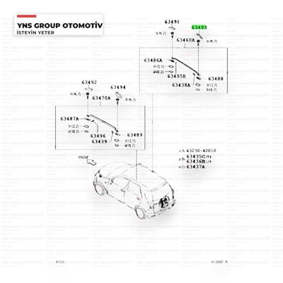 Daihatsu Terios 06-12 Tavan Ray Arka Kapağı Sağ Orjinal - 0363493b4010