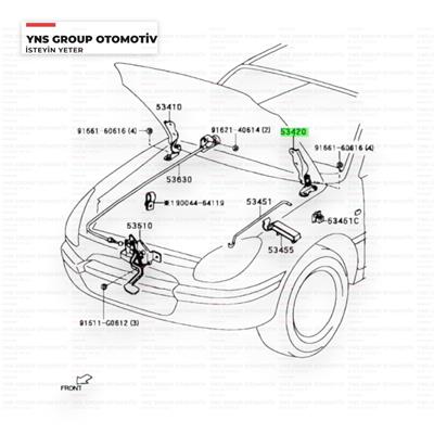 Daihatsu Terios 97-01 Sirion 98-01 Motor Kaput Menteşesi Ön Sol Orjinal - 035340287701