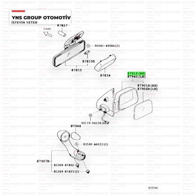 Daihatsu Terios 97-05 Dış Dikiz Aynası Sağ (Elektrikli) Yns - 8791087405