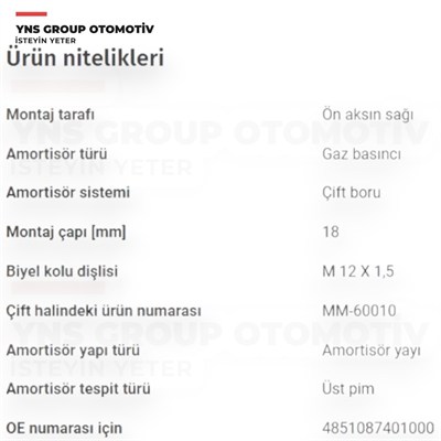 Daihatsu Terios 97-05 Ön Amortisör Sağ Japanparts - Mm60009 / 4851087401