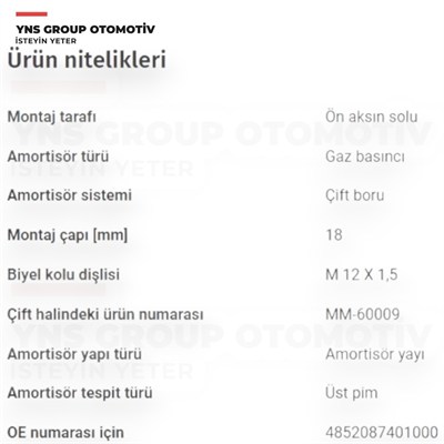 Daihatsu Terios 97-05 Ön Amortisör Sol Japanparts - Mm60010 / 4852087401