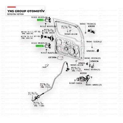 Daihatsu Terios 98-05 Bagaj Kapı Menteşesi Alt - Üst Orjinal - 036881087401