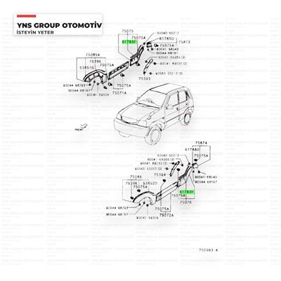 Daihatsu Terios 98-05 Çamurluk Yan Bakalit (Dodik) Contası Arka Sağ - Sol Orjinal - 036178387401
