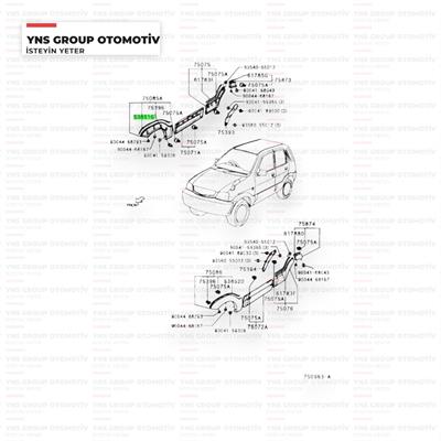 Daihatsu Terios 98-05 Ön Çamurluk Yan Bakalit (Dodik) Contası Sağ Orjinal - 035385187401