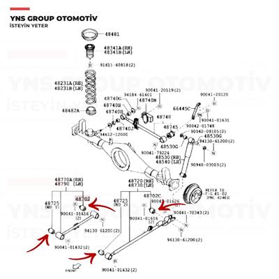 Daihatsu Terios J100 97-04 Arka Denge Kol Burcu (12x44x50) Yns - 4872787403