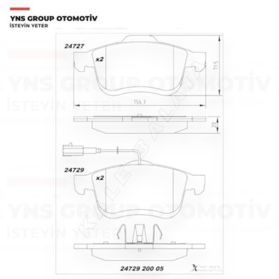 Fiat 500L 10- Doblo 10-23 Lancia Delta 10-14 Opel Combo 12- Ön Fren Balatası (Çift Fişli) Kale - 2472920005 / 77365796