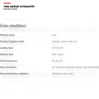 Fiat Doblo 01-05 Ön Far Lambası (Elektrikli - Sisli) Sağ Ayfar - 505306 / 46807769