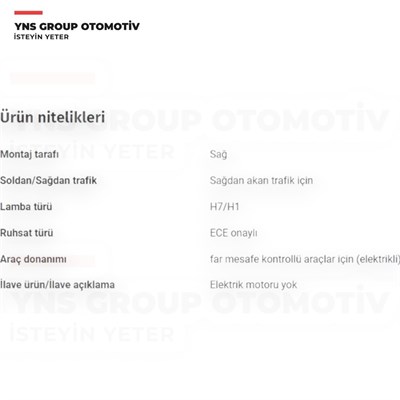 Fiat Doblo 05-12 Ön Far Sağ (Elektrikli - Motorlu Tip) Yns - 51755054
