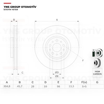 Fiat Doblo 10- 1,3 - 1,6 Mjt Opel Combo 10- Ön Fren Diski Takım 16
