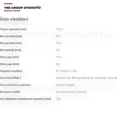 Fiat Doblo 10-23 Opel Combo D 12-18 1.3 Mjt - 1.4 - 1.6 Mjt Klima Radyatörü (Kondansatör) Bosch - 1986ad2351 / 51937924