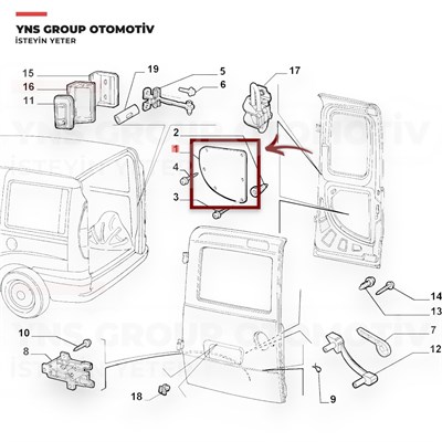 Fiat Doblo II 05-12 Arka Bagaj Kapı İç Döşemesi Sol (Çift Kapı - Formlu) Yns - 735286919