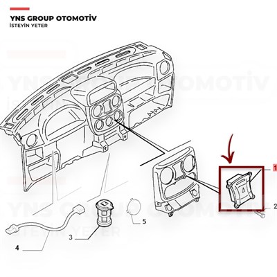 Fiat Doblo II 05-12 Cam Açma Düğmesi (Anahtarı) Orta (Dörtlü Sinyal Anahtarı) Yns - 735297542