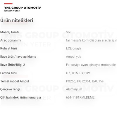 Fiat Egea 15- Far Sol Motorlu (Krom Çerçeveli - Motorlu) Depo - 6611181lmldem2 / 51984488