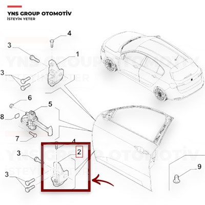 Fiat Egea 15- Ön Kapı Menteşesi Alt Sağ Opar - 52236803