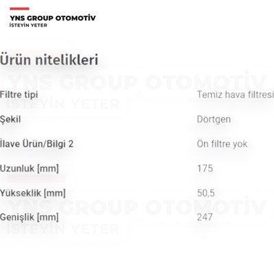 Fiat Egea 16-20 1.3 Mjt - 1.4 - 1.6 Hava Filtresi Eurorepar - 1682262080 / 52027683