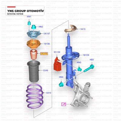Ford B-Max Courier Fiesta 12- Ön Amortisör Süspansiyon (Armut) Takozu Sağ - Sol Yns - Jy163k100aa / Ay113k100ac