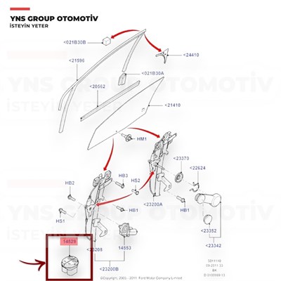 Ford Connect 02- Fiesta Fusion 02- Transit V347 Ön Cam Düğmesi (Anahtarı) Sol (Çiftli) Yns - 6s6t14529ab