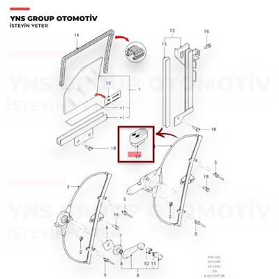 Ford Connect 02- Fiesta Fusion 02- Transit V347 Ön Cam Düğmesi (Anahtarı) Sağ (Tekli) Yns - 96fg14529ad