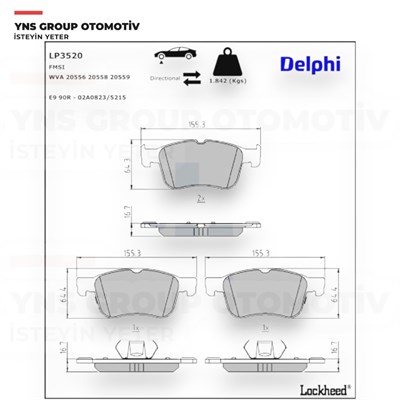 Ford Focus 18- Kuga 19- Puma 20-25 1.5 - 2.0 EcoBoost Ön Fren Balatası Delphi - Lp3520 / Ktjx612k021ceb