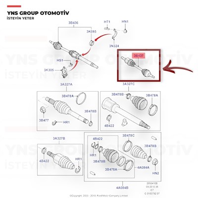 Ford Transit Connect 02-13 1.8 Tdci 75 - 90 - 110 Ps Ön Aks Mili Komple Sol Yns - 2t143b437cd