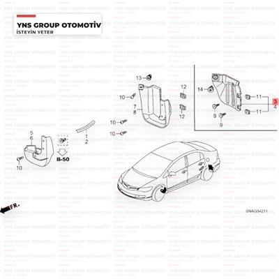 Honda Civic 06-12 Fd6 Arka Çamurluk Davlumbazı Sağ Orj - 74551snb000